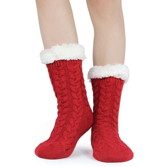 ⭐Women with Gripper Red Winter Non Slip Thick Fuzzy Socks - Picture 2 of 6